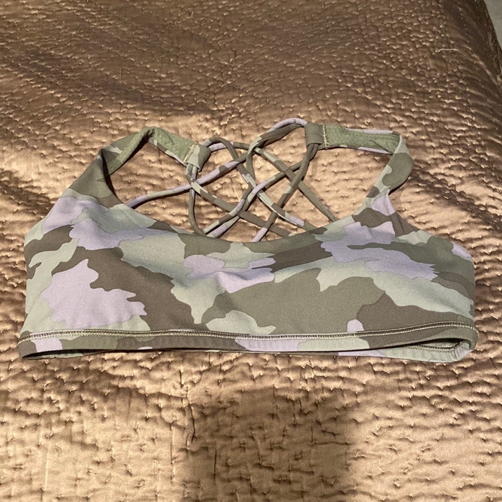 COPY - Size 8 Lululemon Free to Be Bra - Camo green and purple- brand new